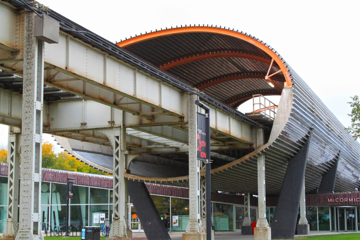 CTA Green Line at the Illinois Institute of Technology 35th–Bronzeville–IIT. Currently, this station serves the historic Bronzeville neighborhood, the Illinois Institute of Technology, and U.S. Cellular Field. 